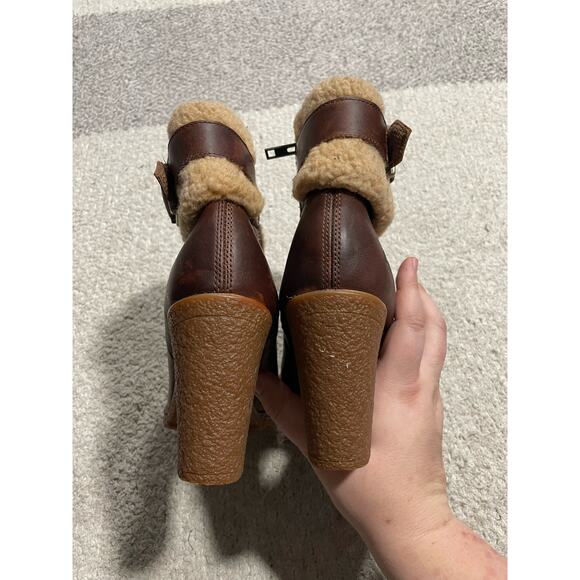 Timberland Ortholite Faux Shearling Leather Heeled Boots Womens Size 7.5 Brown - Picture 5 of 14